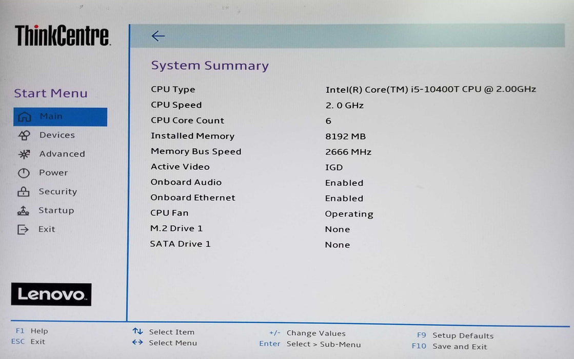 Lenovo ThinkCentre M70q USFF Intel i5-10400T CPU 2.0GHz 8GB RAM No HDD
