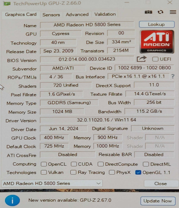 AMD ATI Radeon HD 5850 1GB GDDR5 Graphics Card