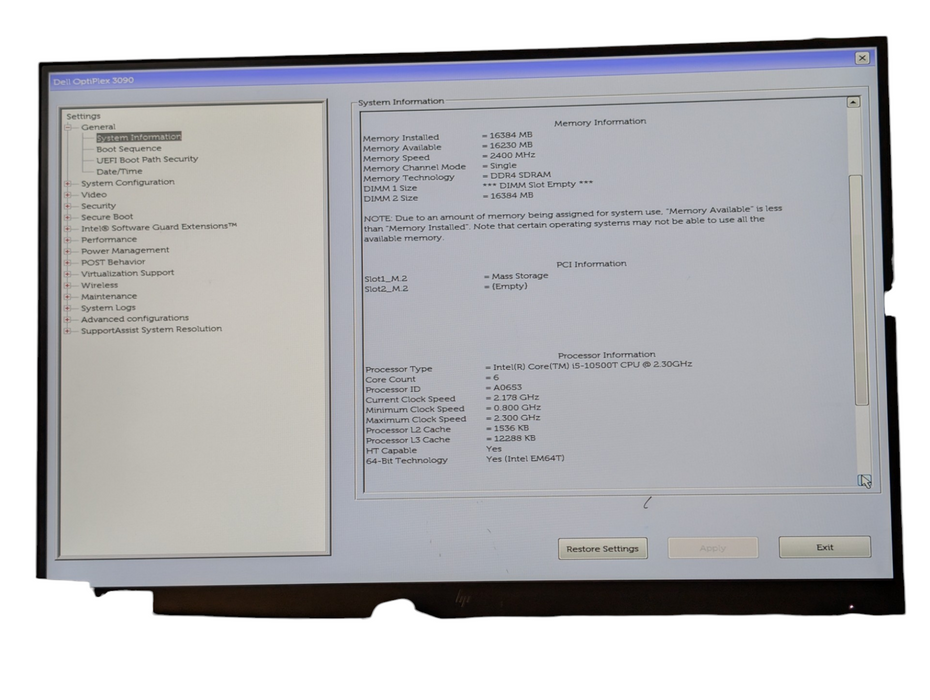 DELL OptiPlex 3090 Micro Intel Core i5-10500T 16GB RAM 256GB NVMe SSD  -