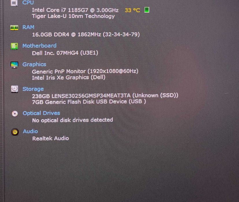 Dell Latitude 7420 Core i7-1185G7@3.00GHz vPRO 16GB RAM 256GB SSD  Lap200