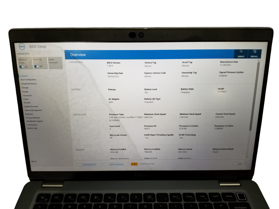 Dell Latitude 5420 Core i7-1185G7@3.00GHz vPRO 8GB RAM, No HDD - *READ*  BudLap