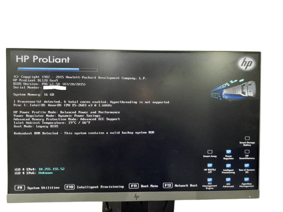 HP PL D120 GEN9 8x2.5", Xeon E5-2603 1.60 Ghz, 16GB DDR4| No Raid