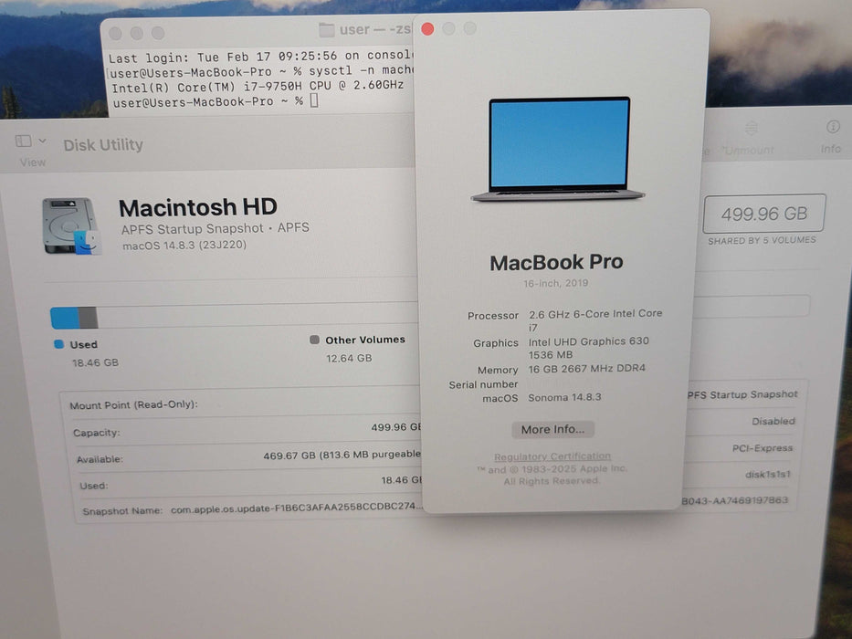 Apple Macbook Pro 2019 16" 6-Core i7-9750H@ 2.6GHz 16GB DDR4 500GB SSD (