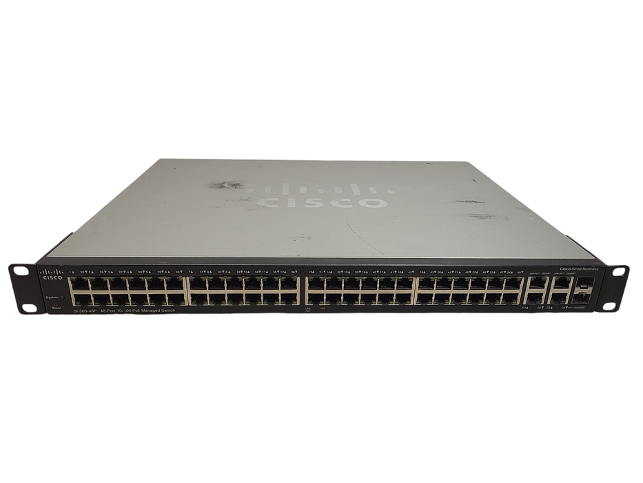 Cisco SF300-48P 48-Port 10/100 PoE Ethernet 2x SFP Smart Managed Network Sw !