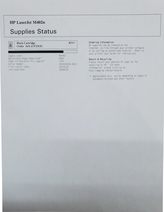 HP LaserJet Pro M402n Monochrome Laser Printer w/ Toner