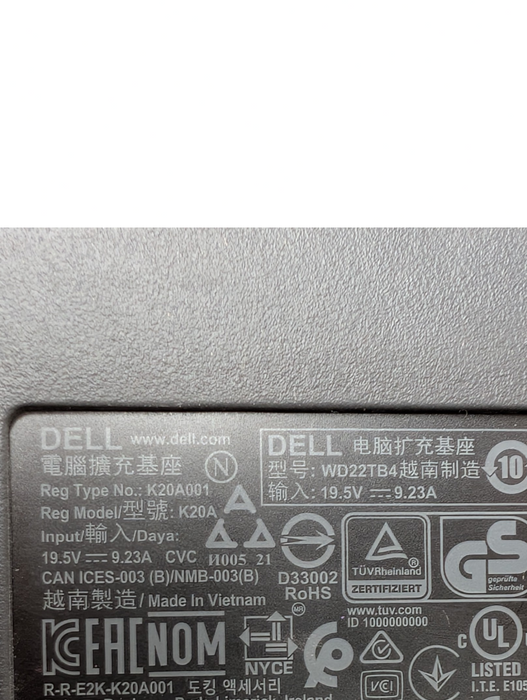 DELL Thunderbolt 4 USB-C Universal Docking Station WD22TB4 180W Supply  Q-