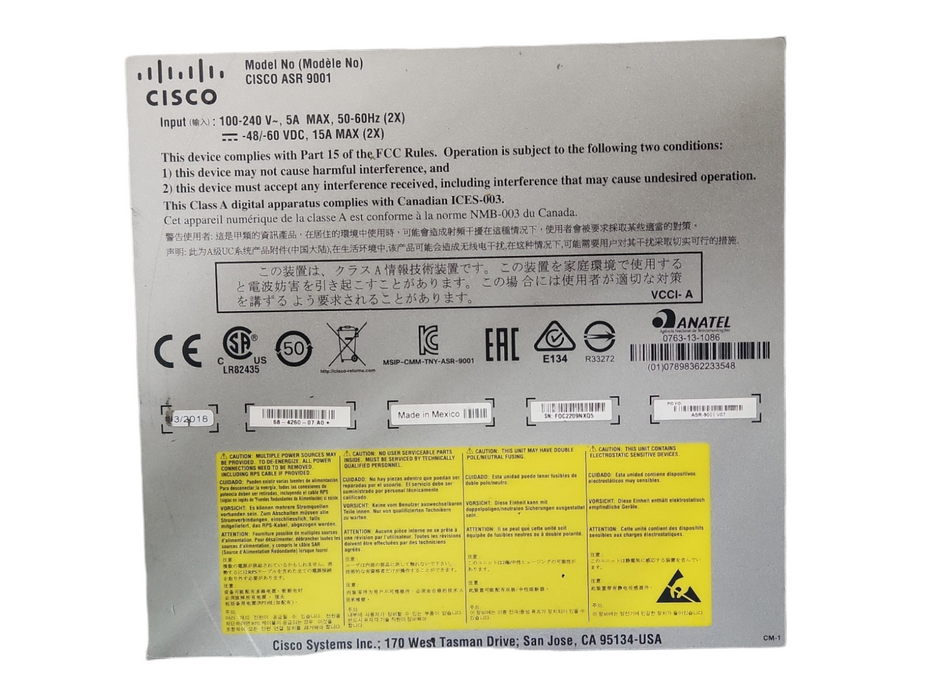 Cisco ASR-9001 v07 w/ 1x A9K-MPA-2x10GE & 2x PSU