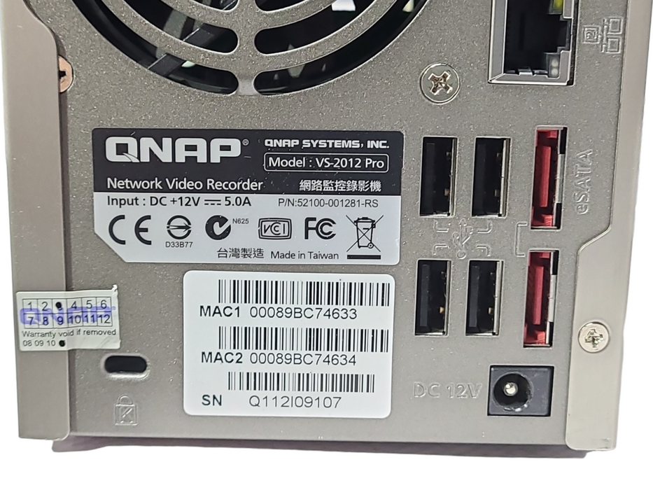 QNAP VIOSTOR VS-2012 Pro Network Video Recorder 2-Bay, No Caddies, READ