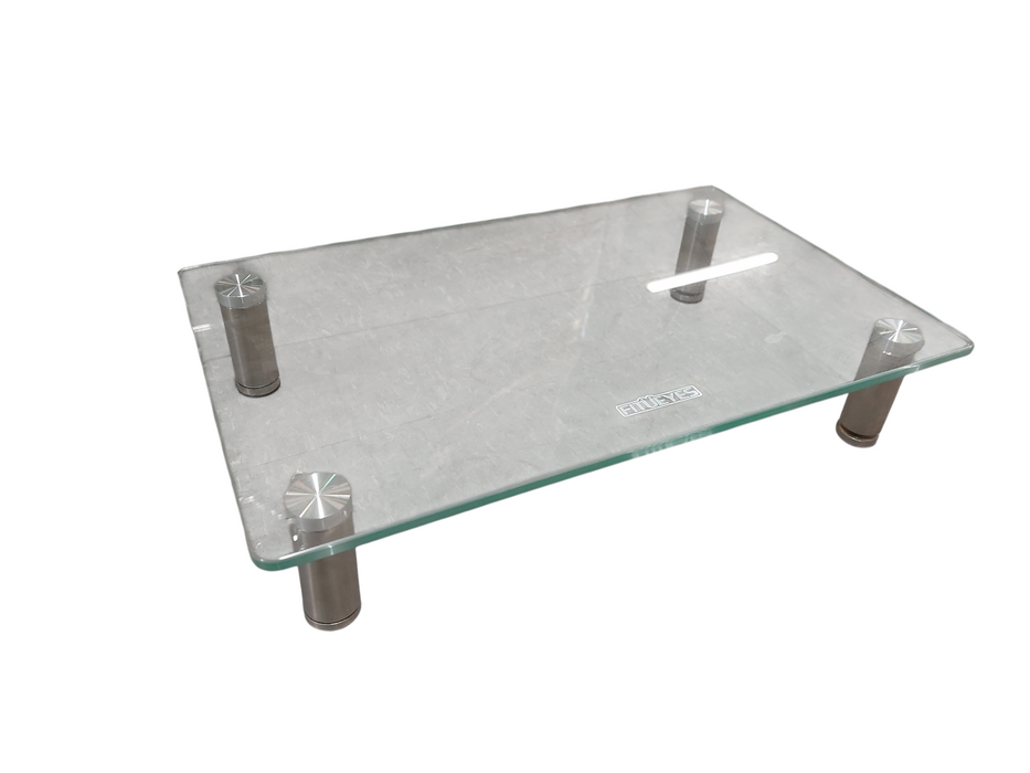 FITUEYES Glass Shelf Riser 3"x9"x15"Stainless Steel Legs Q=