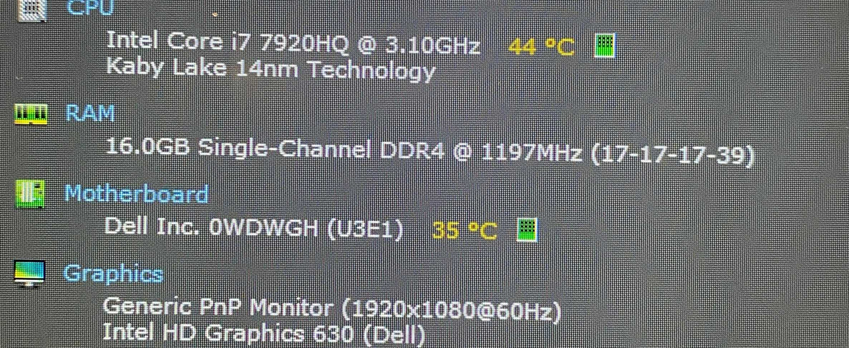 Dell Precision 7720 i7-7920HQ QUADRO P4000 8GB GPU 16GB RAM 256GB SSD   Lap200