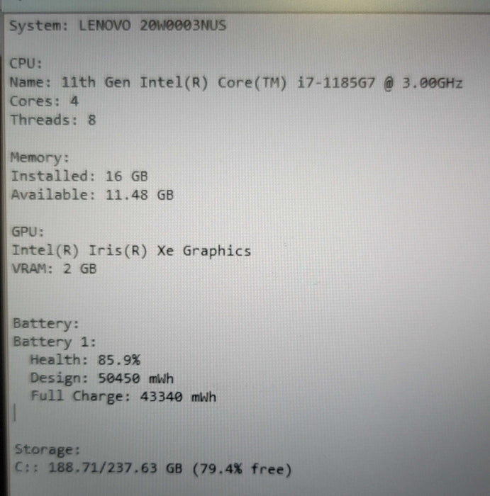Lenovo ThinkPad T14s i7-1185G7 16GB DDR4 256GB NVMe Touch Screen READ  β Lap200