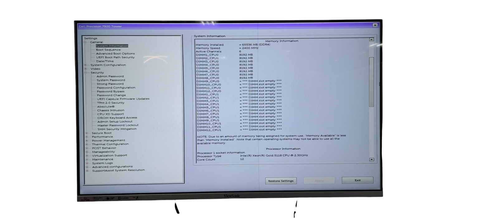 Dell Precision 7920 Tower Xeon Gold 5118 CPU|64GB DDR4|RX570 4GB GPU|