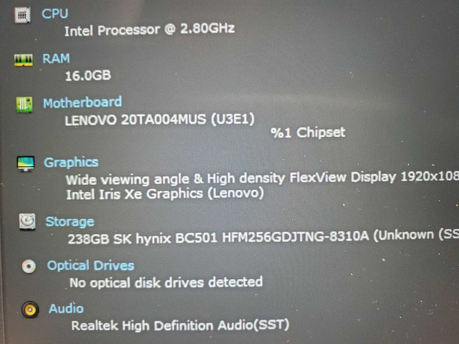 Lenovo ThinkPad E14 Gen 2 TOUCH Core i7-1165G7@2.80GHz 16GB RAM 256GB SSD  Lap200