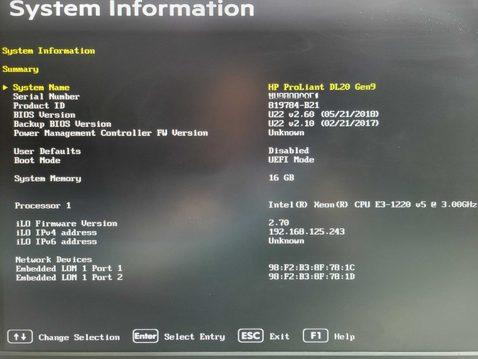 HP ProLiant DL20 Gen9 1U 2x3.5", E3-1220v5, 16GB DDR4, B140i !