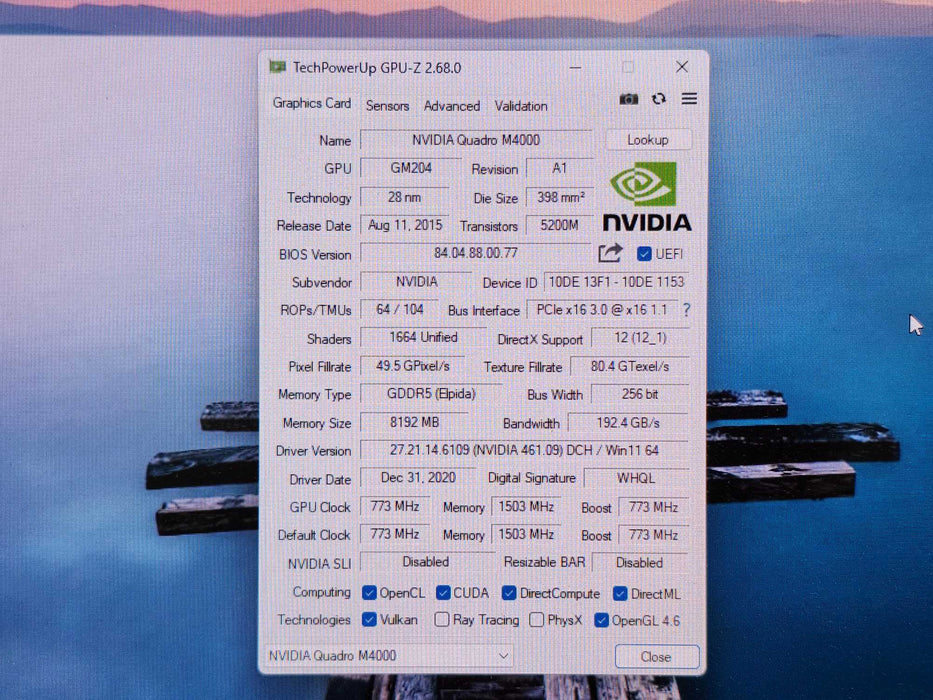 NVIDIA Quadro M4000 8GB GDDR5 Graphics Card, 4xDisplay ports