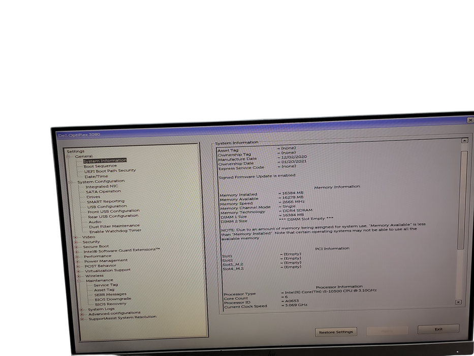 Dell Optiplex 3080 SFF i5 - 10500 @ 3.10GHz 16GB DDR4 Ram Qθ