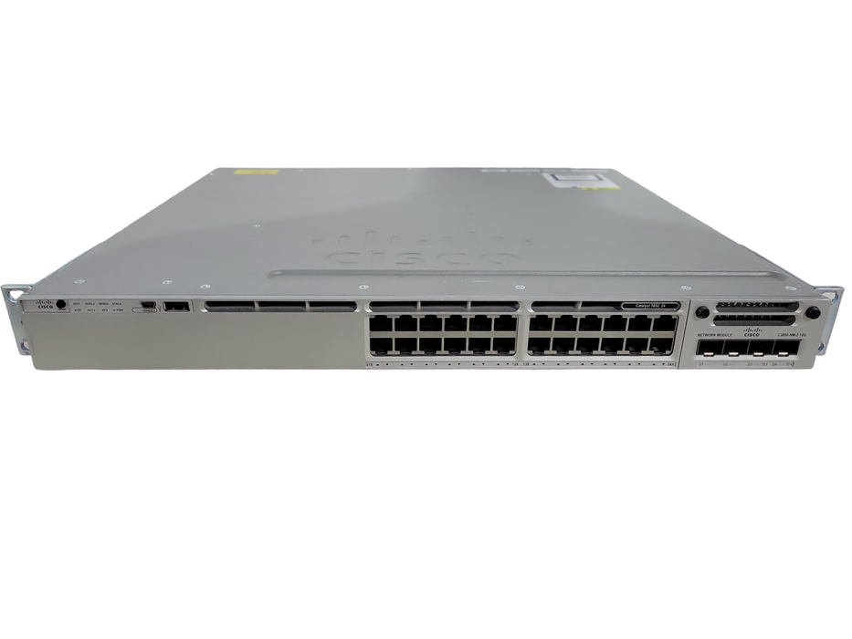 Cisco WS-C3850-24T-E 24-Port Gigabit Switch, 2x PSU, C3850-NM-2-10G !