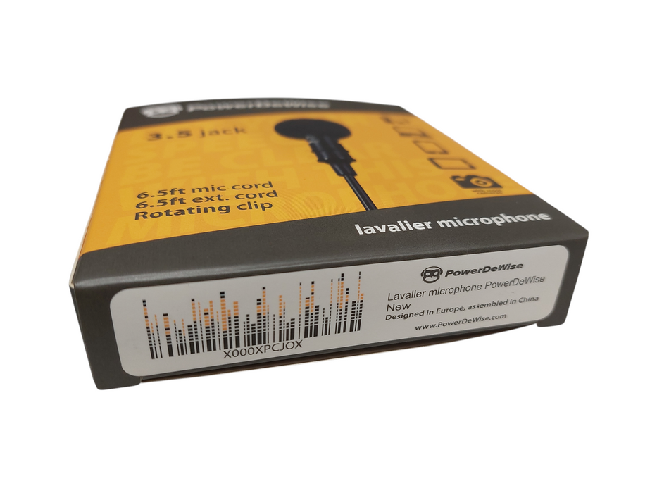 PowerDeWise 3.5 Jack 6.5Foot Mic Cord Lavalier Microphone  =