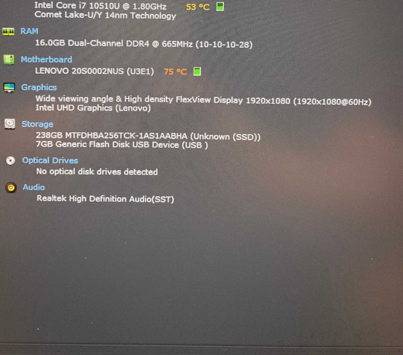 Lenovo ThinkPad T14 Gen 1 Core i7-10510U@1.80GHz 16GB RAM 256GB SSD  Lap200
