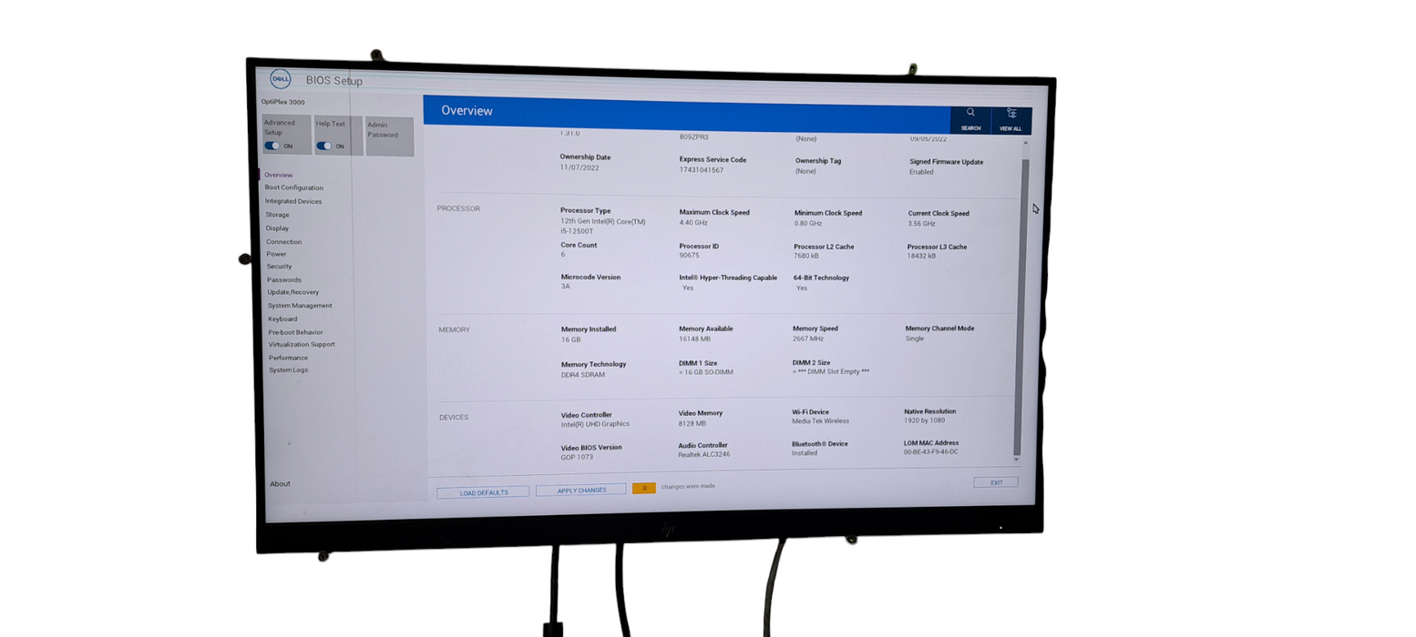 OptiPlex 3000 i5-12500T  CPU|16GB DDR4 RAM|256GB NVMe W/AC