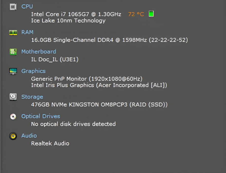 Acer Aspire A515-55, i7-1065G7 1.3GHz, 16GB DDR4, 512GB SSD  Lap200