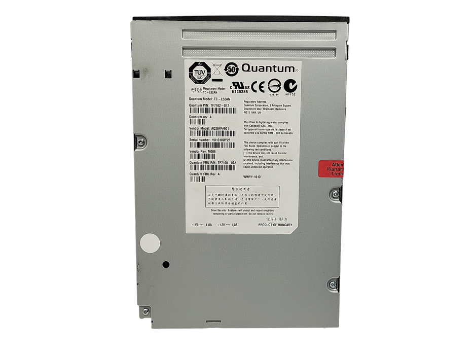 Quantum TC-L52AN TF7162-012 LTO5 HH SAS Tape Drive AQ284F#901 $