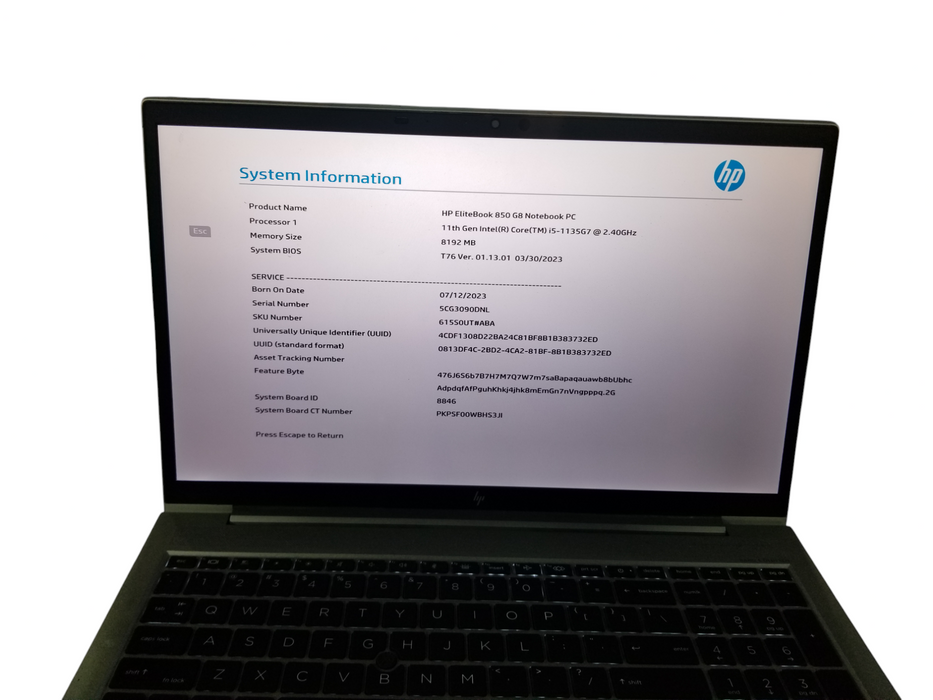 HP EliteBook 850 G8 Core i5-1135G7 8GB DDR4 256GB NVMe *READ*  Lap200