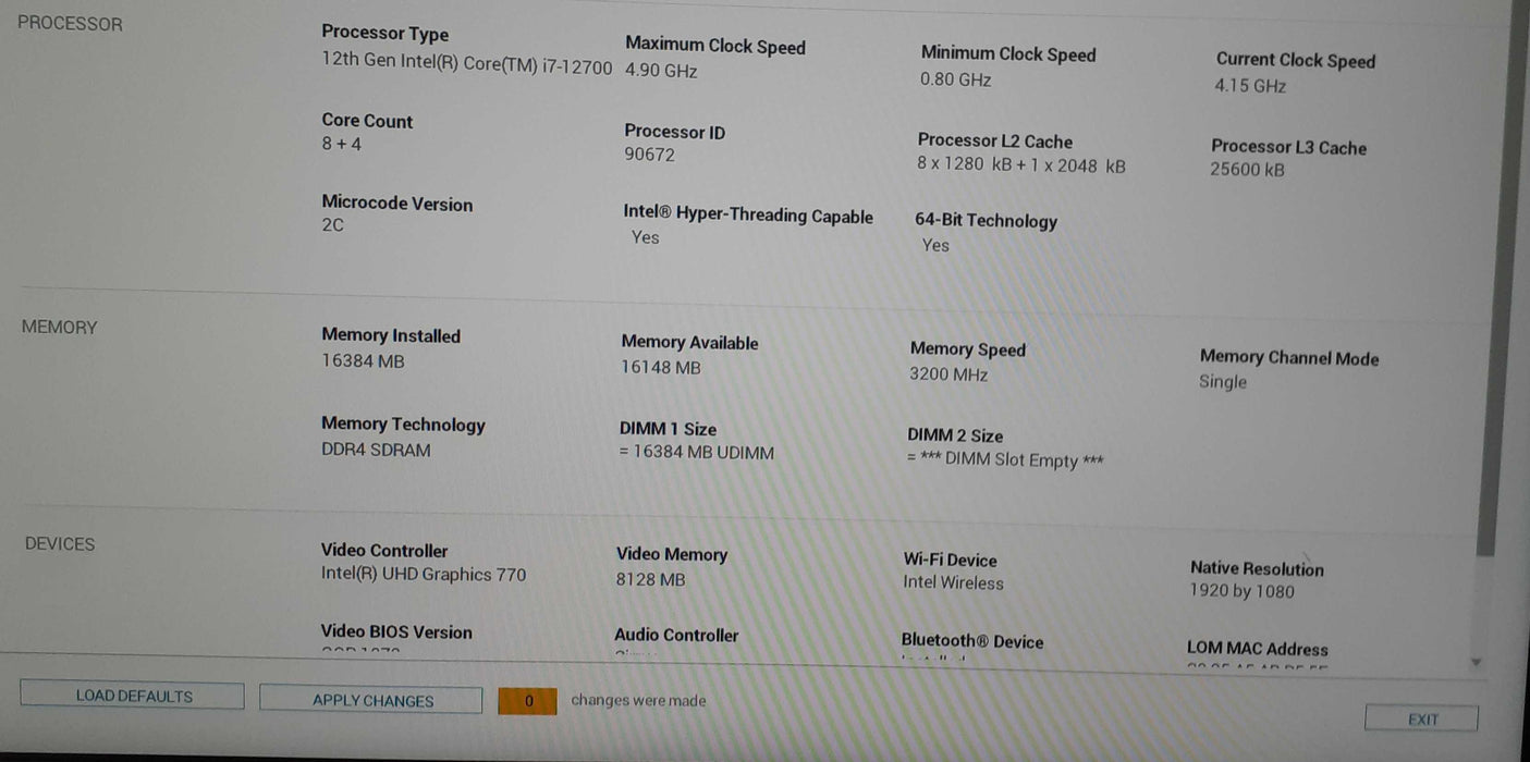 Dell Inspiron 3910 i7-12700 @4.15GHz 16GB DDR4 256GB NVMe