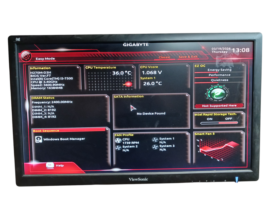 Gigabyte GA-H270M-D3H Motherboard Intel i5-7400 CPU 16GB DDR4 + I/O Shield
