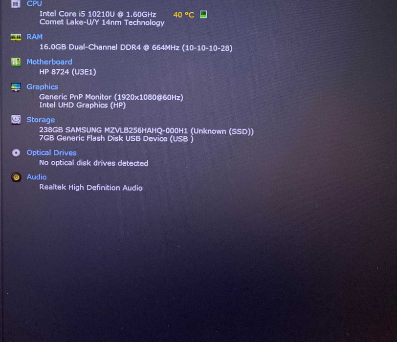 HP EliteBook 850 G7 15" Core i5-10210U@1.60GHz 16GB RAM 256GB SSD  Lap200