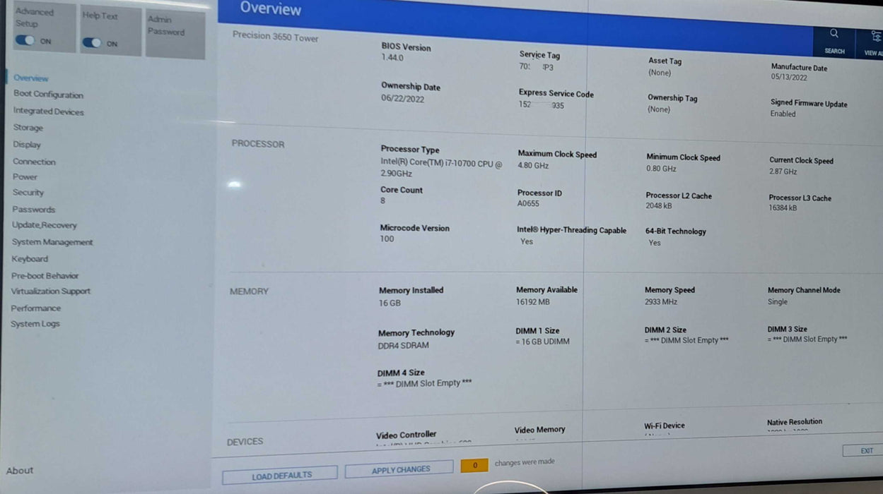Dell Precision 3650 i7-10700 CPU|16GB DDR4|256GB NVME