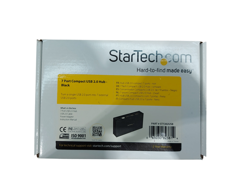 StarTech.com 7Port Compact USB 2.0 Hub ST7202USB -Black