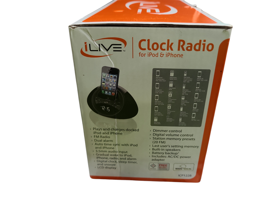 iLive ICP122B Clock Radio for iPod and iPhone