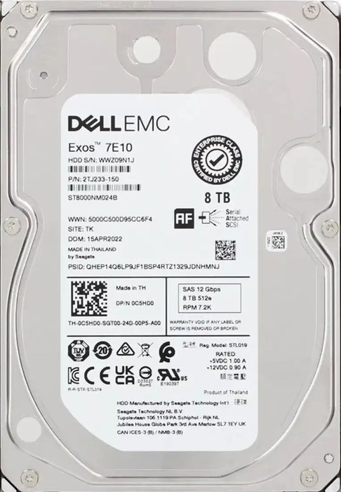 Lot 9x 8TB 3.5 SAS Seagate Exos 7E10 ST8000NM024B 7.2K RPM 12G HDD