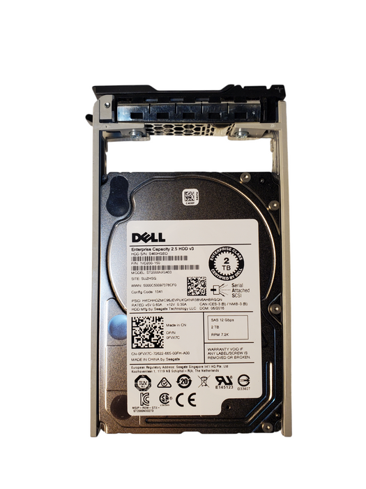 Dell 2TB 7.2K 12G 2.5" SAS HDD 0XY986 ST2000NX0273 1VD200-150 w/Tray  Q