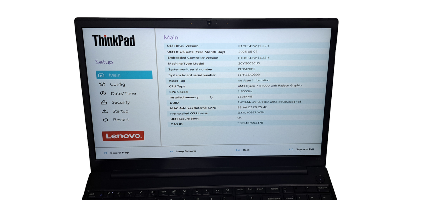 ThinkPad E15 Ryzen 7 5700U|16GB RAM|256GB NVMe|Radeon GPU 1GB |W/ AC  Lap200
