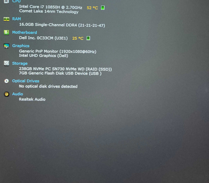 Dell Latitude 5511 Core i7-10850H@2.7GHz vPRO 16GB RAM 256GB SSD  Lap200