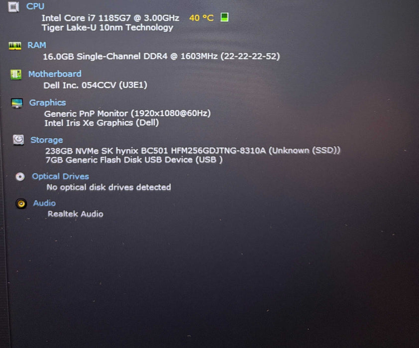 Dell Latitude 5420 Core i7-1185G7@3GHz "vPRO" 16GB RAM 256GBSSD READ  Lap200