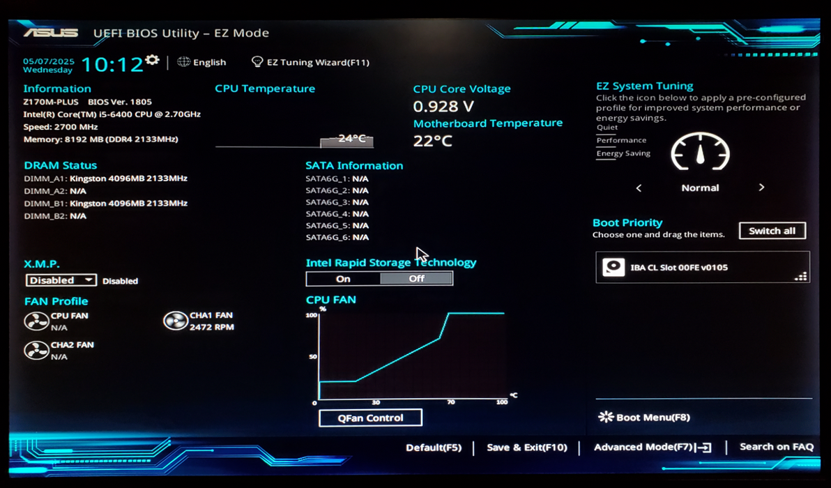 ASUS Z170m-PLUS Motherboard Intel Core i5-6400 8GB DDR4 + I/O Shield