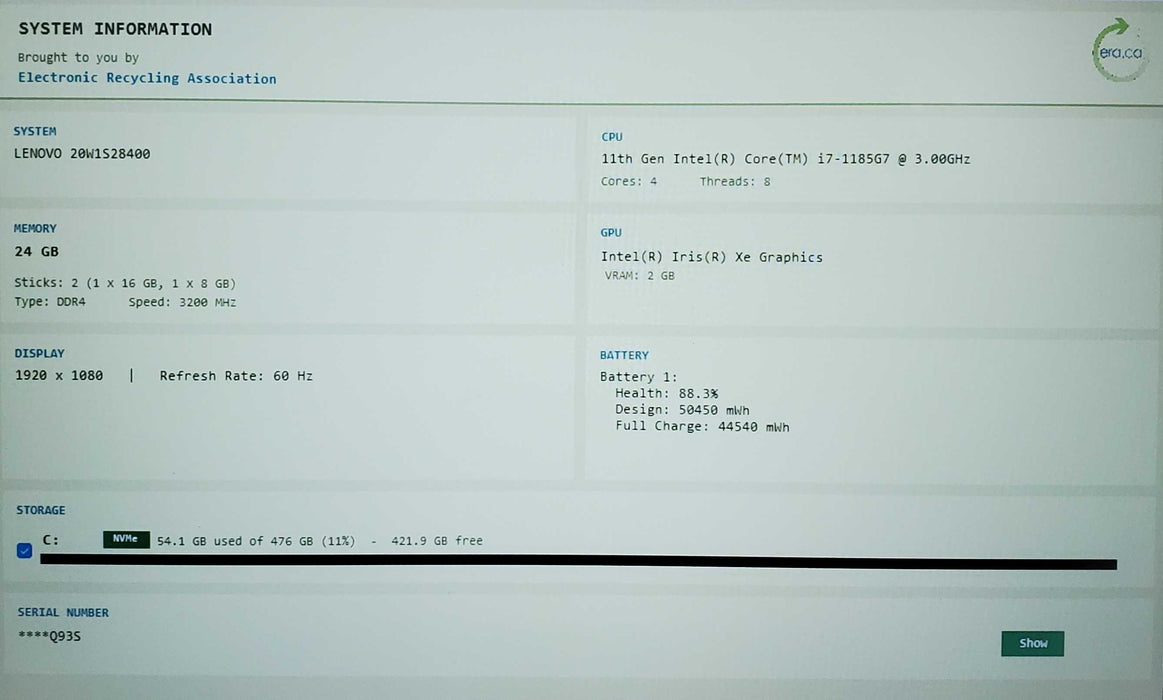 Lenovo ThinkPad T14 Gen 2 Core i7-1185G7 vPRO 24GB RAM 512GB SSD  Lap200