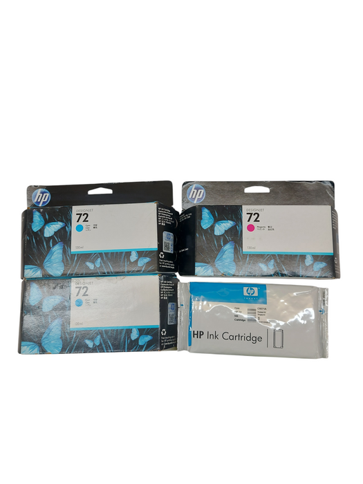 LOT of 4x HP 72 Cyan Ink Cartridges (C9371A) – Expired 2017/2018