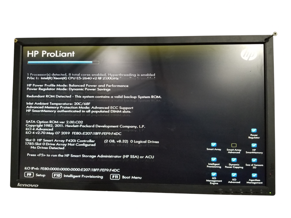 HP DL360p Gen8 ProLiant 1x E5-2640v2 @2.00GHz 16GB DDR4 P420i NO HDDs