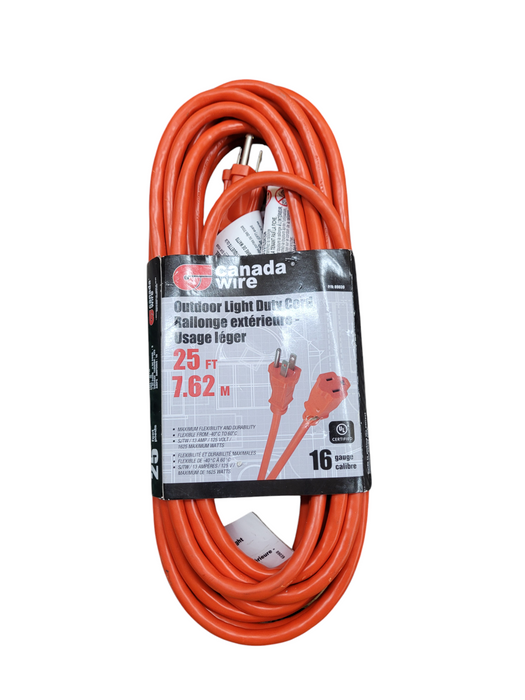 25Ft 1 Outlet Canada Wire Outdoor Light Duty Extension Cord