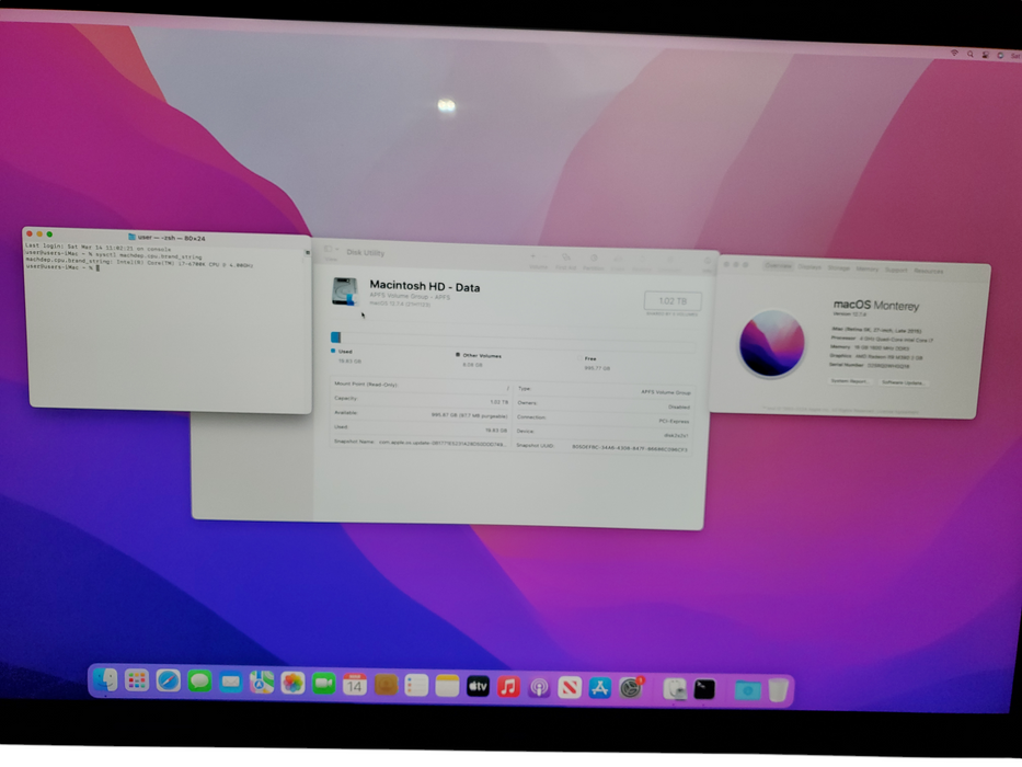 Apple iMac 27" Retina 5K 2015, i7-6700K, 16GB RAM, 1TB HDD, macOS Installed