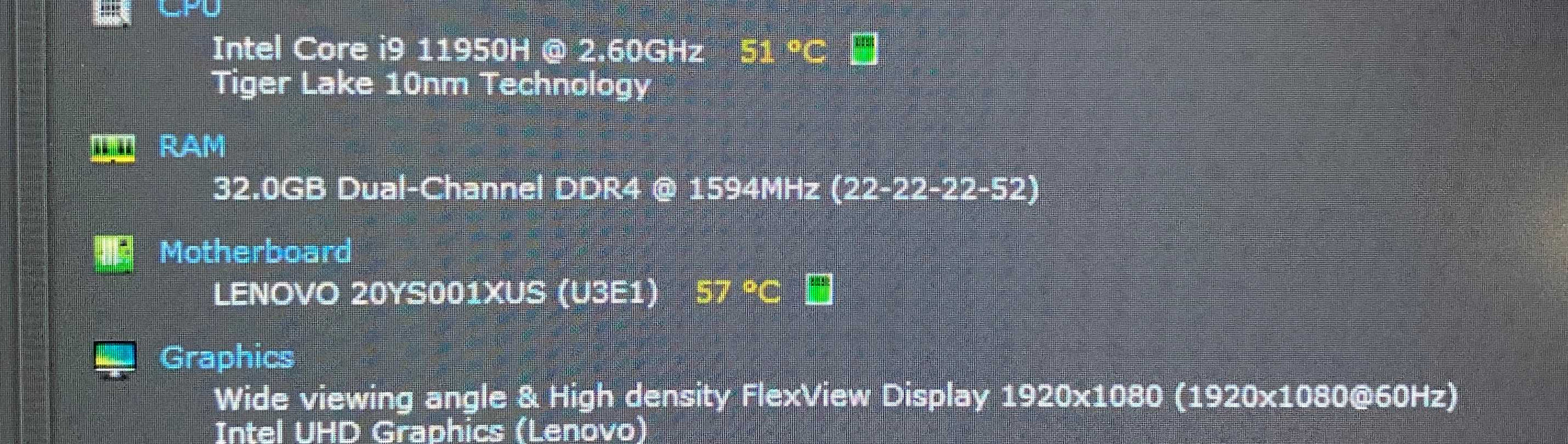 Lenovo ThinkPad T15g Gen 2 i9-11850H RTX 3080 16GB GPU 32GB RAM 1TB SSD  Lap200
