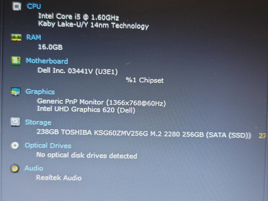 Dell Latitude 5590 i5-8250U 16GB DDR4 256GB M.2  β