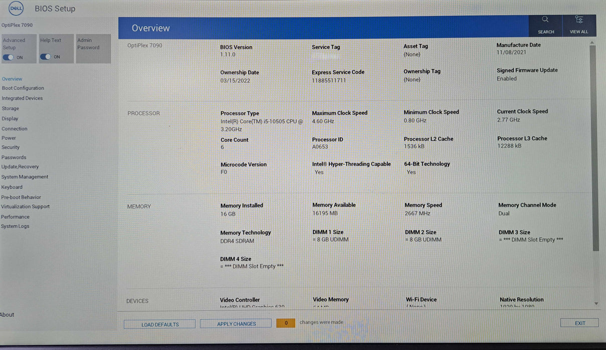 Dell OptiPlex 7090 SFF | Intel Core i5-10505 @3.20GHz, 16GB DDR4, 256GB NVMe )