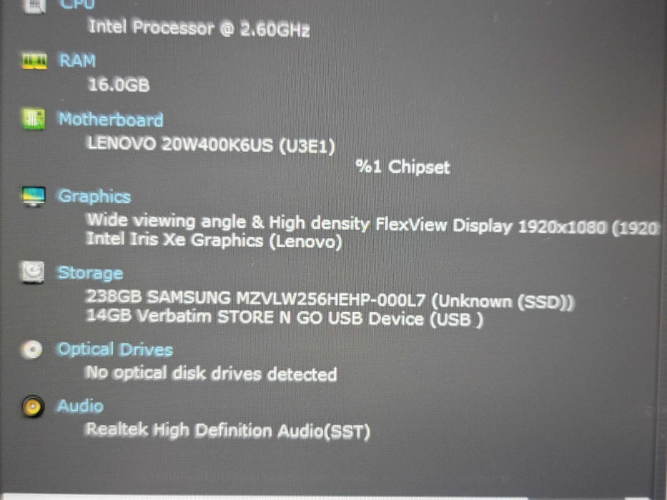 Lenovo ThinkPad T15 Gen 2 i5-1145G7 16GB DDR4 256GB NVMe β Lap200