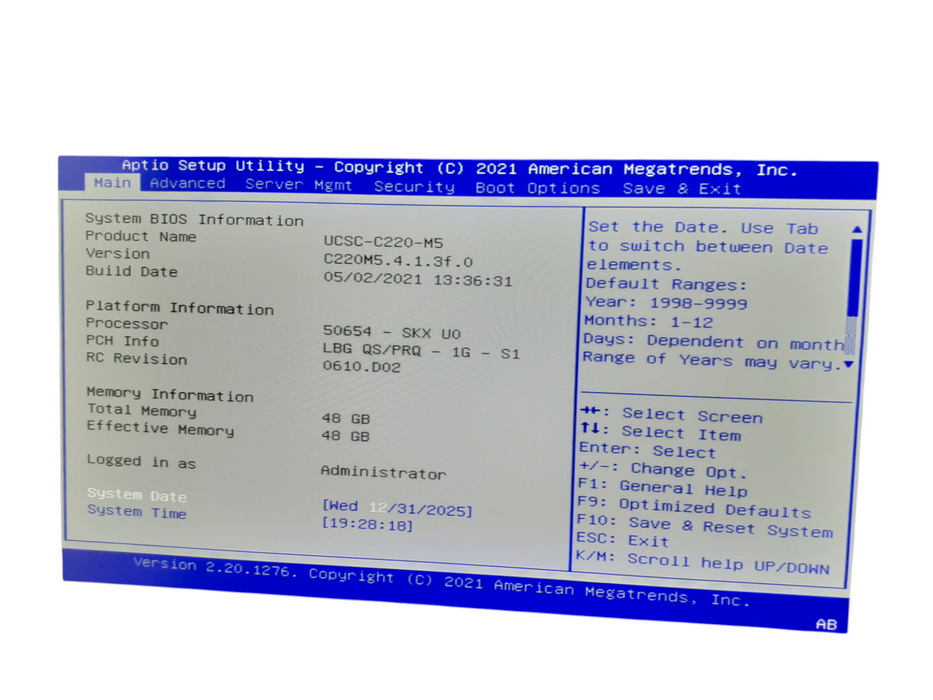 Cisco UCS C220 M5SX -2x Xeon Silver 4114 @2.20GHz 48GB DDR4, NO HDD, AVAGO