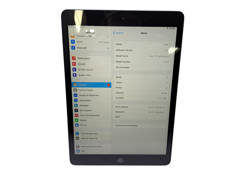 Apple iPad 7th Gen - 32GB - Space Gray [A2197] )